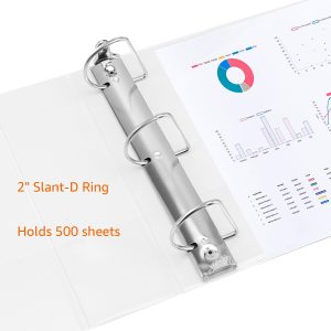 3 Ring Binders, 2 Inch D-Ring, White, 4 Pack