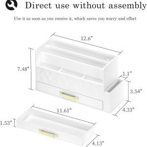 Wooden Desktop Organizer with Drawers