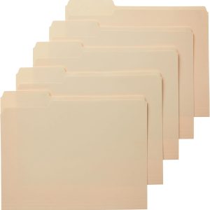 Reinforced Tab File Folders, Letter Size, 100-Pack