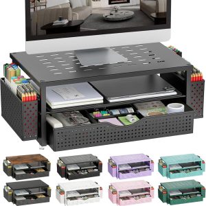 Monitor Stand with Drawer & Pen Holders