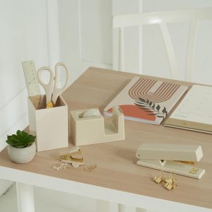 Gold Desk Organizer Set with Pen Holder & More