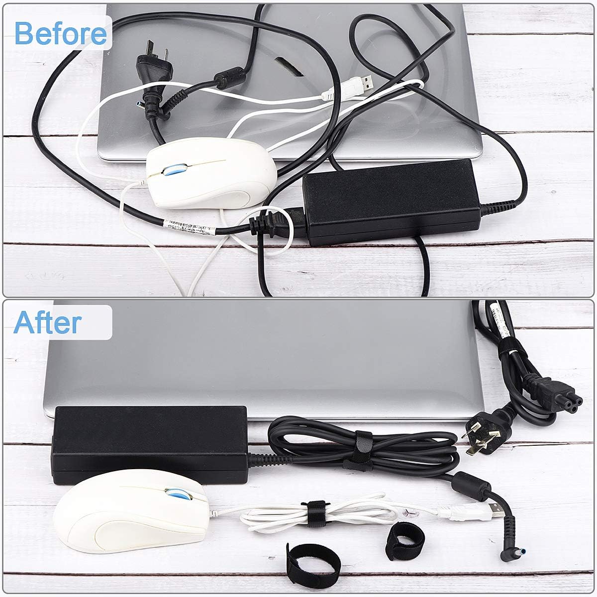 60 Pack Reusable Cable Ties, Cord Organizer Straps - Image 3