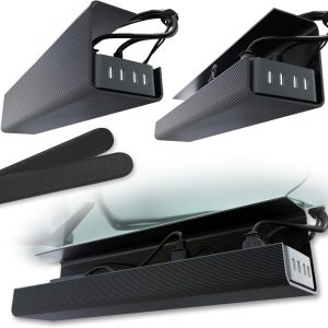 Self-Adhesive Cable Tray, Black, 2-Pack