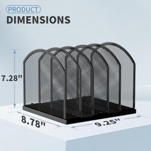 5-Section Vertical Mesh File Organizer, Black
