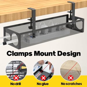 Under Desk Cable Management Tray, 15.1”, Black