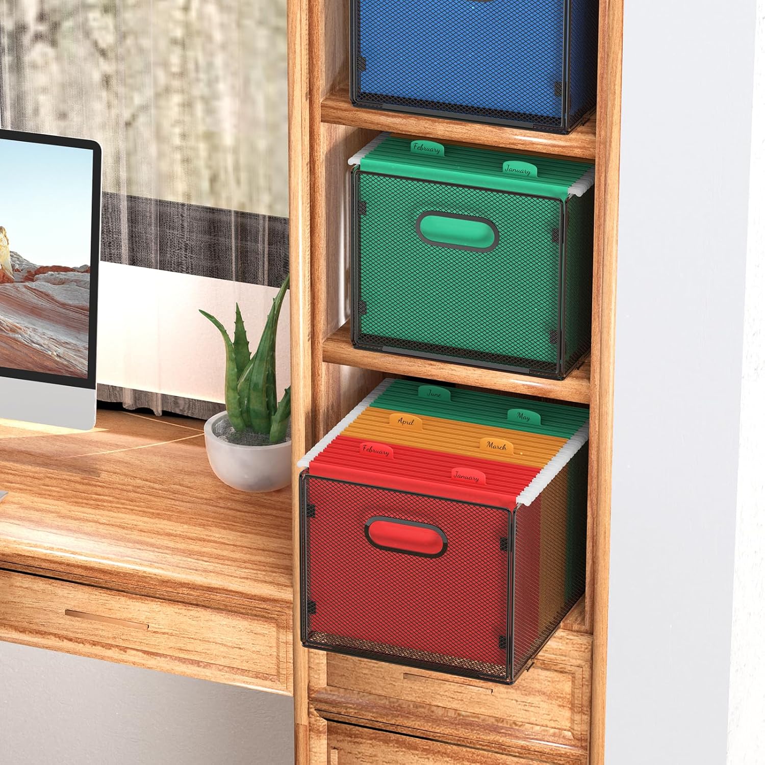 Mesh Hanging File Organizer, Letter Size Storage Box - Image 2