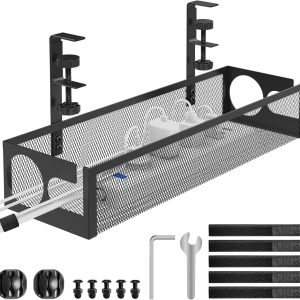 Under Desk Cable Management Tray, 15.1”, Black
