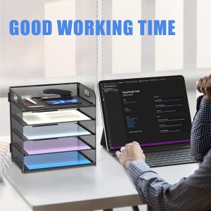 5-Tray Mesh Paper Organizer with Handle