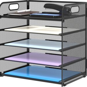 5-Tray Mesh Paper Organizer with Handle